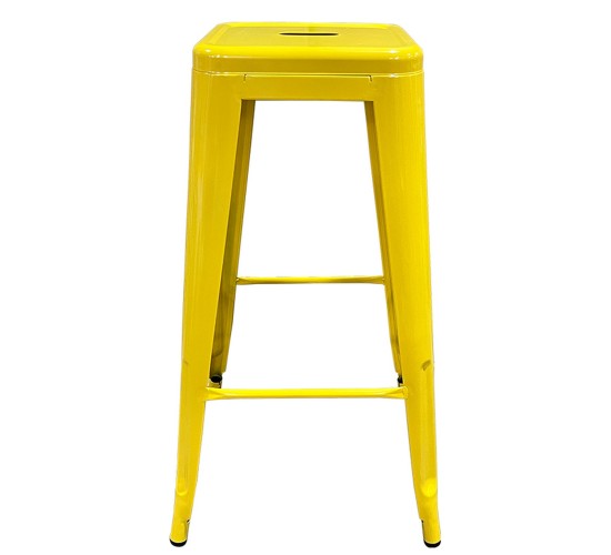 Σκαμπό Bar ArteLibre Βιομηχανικού Τύπου Vintage SILANO Κίτρινο Μέταλλο 42x42x76cm