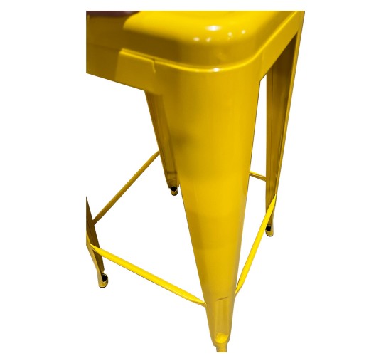 Σκαμπό Bar ArteLibre Βιομηχανικού Τύπου Vintage SILANO Κίτρινο Μέταλλο 42x42x76cm