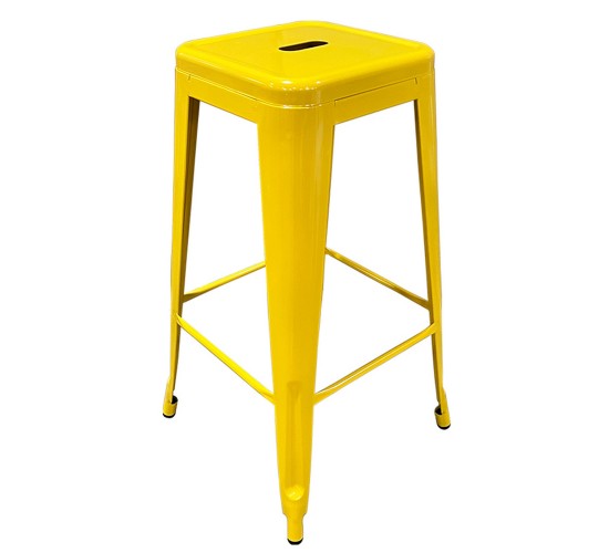 Σκαμπό Bar ArteLibre Βιομηχανικού Τύπου Vintage SILANO Κίτρινο Μέταλλο 42x42x76cm