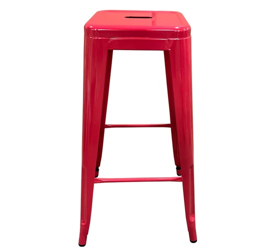 Σκαμπό Bar ArteLibre Βιομηχανικού Τύπου Vintage SILANO Κόκκινο Μέταλλο 42x42x76cm