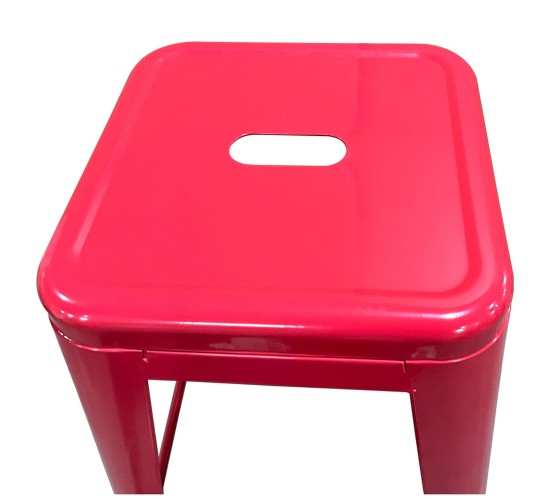 Σκαμπό Bar ArteLibre Βιομηχανικού Τύπου Vintage SILANO Κόκκινο Μέταλλο 42x42x76cm