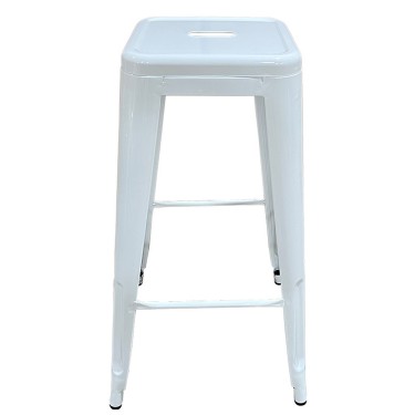 Σκαμπό Bar ArteLibre Βιομηχανικού Τύπου Vintage SILANO Λευκό Μέταλλο 42x42x76cm