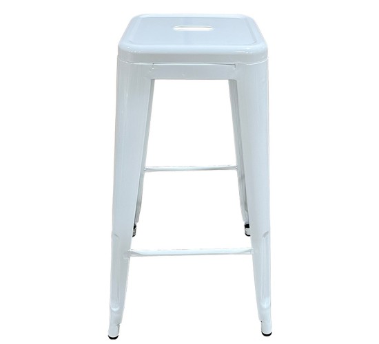 Σκαμπό Bar ArteLibre Βιομηχανικού Τύπου Vintage SILANO Λευκό Μέταλλο 42x42x76cm