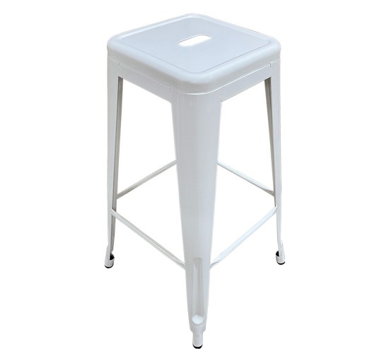 Σκαμπό Bar ArteLibre Βιομηχανικού Τύπου Vintage SILANO Λευκό Μέταλλο 42x42x76cm