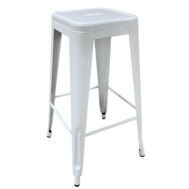 Σκαμπό Bar ArteLibre Βιομηχανικού Τύπου Vintage SILANO Λευκό Μέταλλο 42x42x76cm