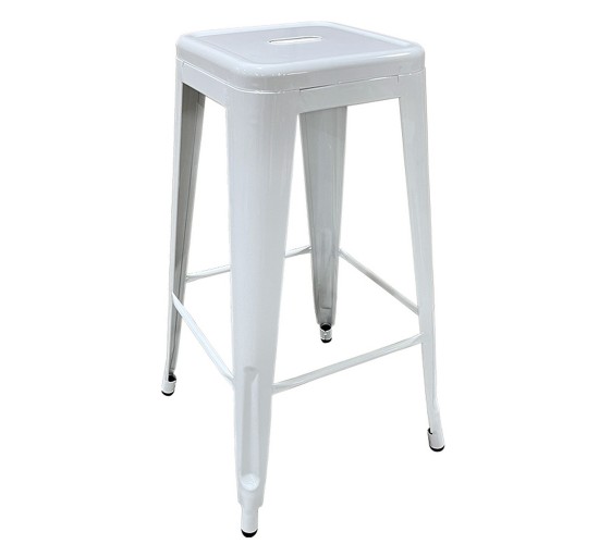 Σκαμπό Bar ArteLibre Βιομηχανικού Τύπου Vintage SILANO Λευκό Μέταλλο 42x42x76cm