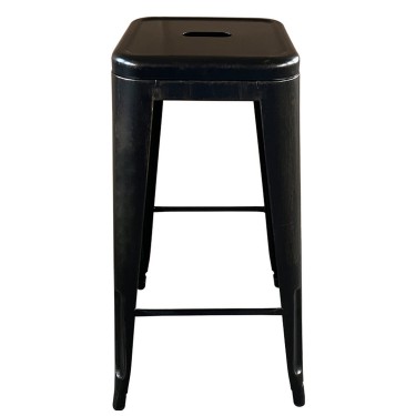 Σκαμπό Bar ArteLibre Βιομηχανικού Τύπου Vintage SILANO Μαύρο Αντικέ Μέταλλο 42x42x76cm