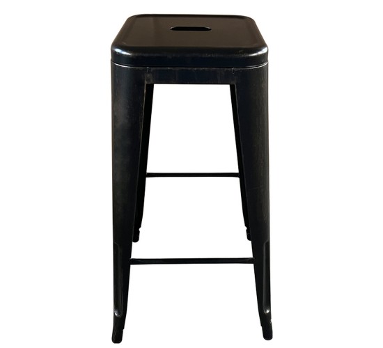 Σκαμπό Bar ArteLibre Βιομηχανικού Τύπου Vintage SILANO Μαύρο Αντικέ Μέταλλο 42x42x76cm