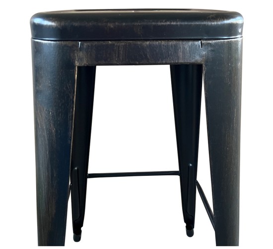 Σκαμπό Bar ArteLibre Βιομηχανικού Τύπου Vintage SILANO Μαύρο Αντικέ Μέταλλο 42x42x76cm