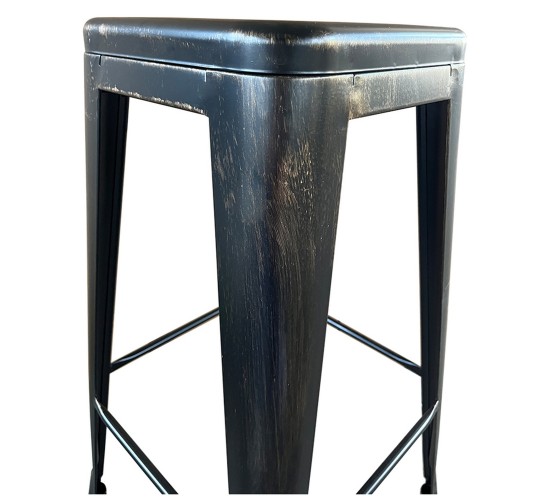 Σκαμπό Bar ArteLibre Βιομηχανικού Τύπου Vintage SILANO Μαύρο Αντικέ Μέταλλο 42x42x76cm