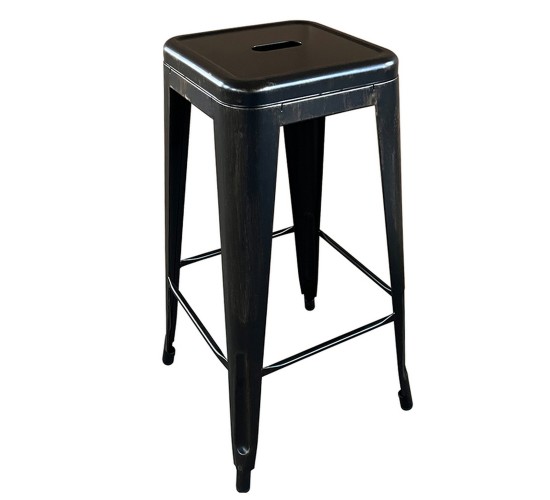 Σκαμπό Bar ArteLibre Βιομηχανικού Τύπου Vintage SILANO Μαύρο Αντικέ Μέταλλο 42x42x76cm