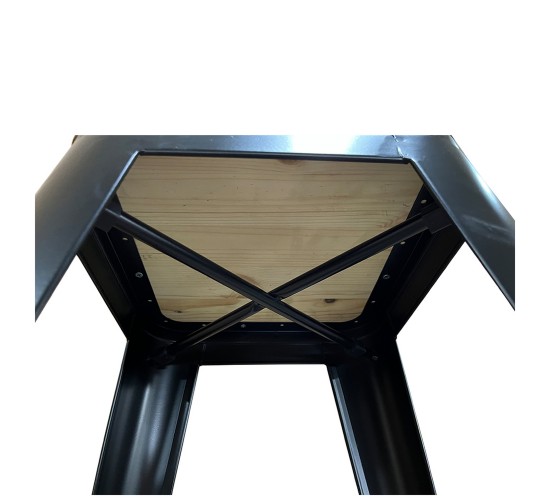 Σκαμπό Bar ArteLibre Βιομηχανικού Τύπου Vintage SILANO II Μαύρο Ματ/Καφέ Μέταλλο/Ξύλο 42x42x76cm