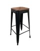Σκαμπό Bar ArteLibre Βιομηχανικού Τύπου Vintage SILANO II Μαύρο Ματ/Καφέ Μέταλλο/Ξύλο 42x42x76cm