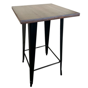 Τραπέζι Bar ArteLibre Βιομηχανικού Τύπου Vintage ARTEKTO Μαύρο/Καφέ Μέταλλο/Ξύλο 60x60x103cm