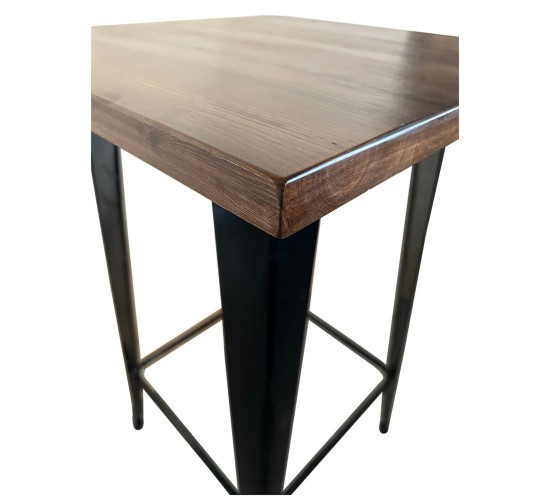 Τραπέζι Bar ArteLibre Βιομηχανικού Τύπου Vintage ARTEKTO Μαύρο/Καφέ Μέταλλο/Ξύλο 60x60x103cm