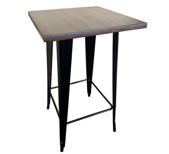 Τραπέζι Bar ArteLibre Βιομηχανικού Τύπου Vintage ARTEKTO Μαύρο/Καφέ Μέταλλο/Ξύλο 60x60x103cm