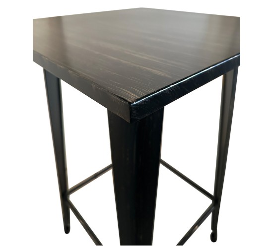 Τραπέζι Bar ArteLibre Βιομηχανικού Τύπου Vintage ARTEKTO Μαύρο Αντικέ Μέταλλο/Ξύλο 60x60x103cm