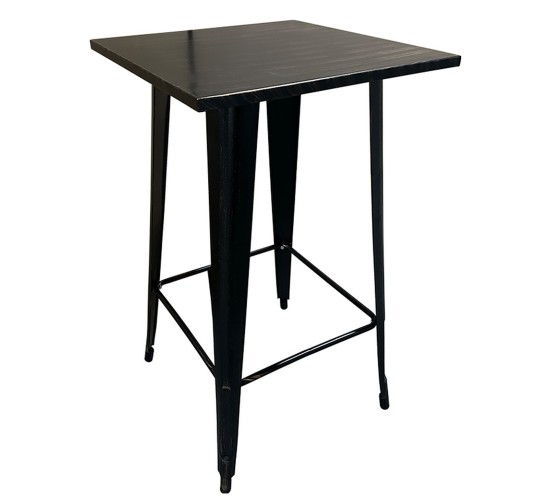 Τραπέζι Bar ArteLibre Βιομηχανικού Τύπου Vintage ARTEKTO Μαύρο Αντικέ Μέταλλο/Ξύλο 60x60x103cm