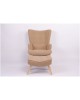 Πολυθρόνα Μπερζέρα Με Υποπόδιο ArteLibre ANIDORI Ανοιχτό Καφέ Ύφασμα/Ξύλο 73x69x96cm