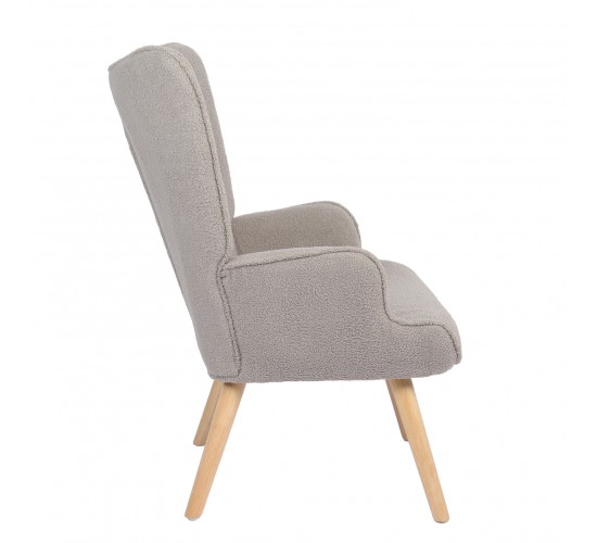 Πολυθρόνα ArteLibre MARION Γκρι Ύφασμα Μπουκλέ/Ξύλο 73x69x96cm