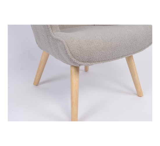 Πολυθρόνα ArteLibre MARION Γκρι Ύφασμα Μπουκλέ/Ξύλο 73x69x96cm