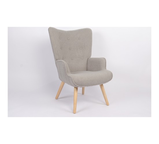 Πολυθρόνα ArteLibre MARION Γκρι Ύφασμα Μπουκλέ/Ξύλο 73x69x96cm