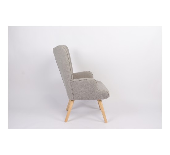 Πολυθρόνα ArteLibre MARION Γκρι Ύφασμα Μπουκλέ/Ξύλο 73x69x96cm