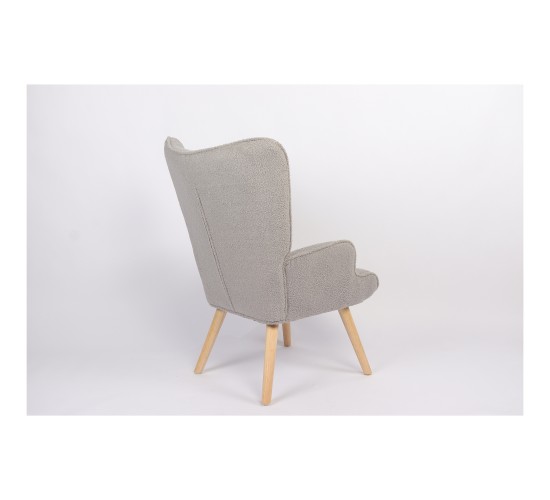 Πολυθρόνα ArteLibre MARION Γκρι Ύφασμα Μπουκλέ/Ξύλο 73x69x96cm