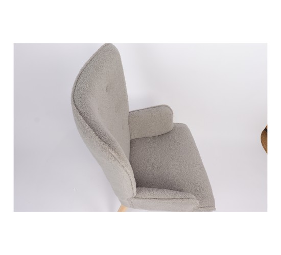 Πολυθρόνα ArteLibre MARION Γκρι Ύφασμα Μπουκλέ/Ξύλο 73x69x96cm