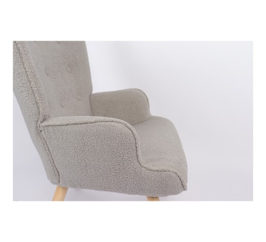 Πολυθρόνα ArteLibre MARION Γκρι Ύφασμα Μπουκλέ/Ξύλο 73x69x96cm