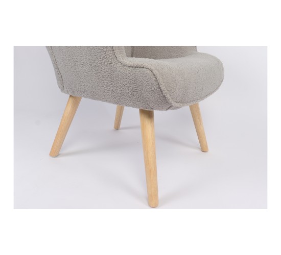 Πολυθρόνα ArteLibre MARION Γκρι Ύφασμα Μπουκλέ/Ξύλο 73x69x96cm