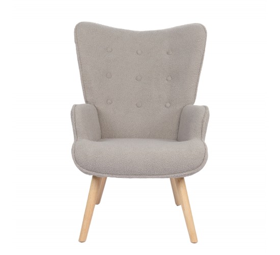 Πολυθρόνα ArteLibre MARION Γκρι Ύφασμα Μπουκλέ/Ξύλο 73x69x96cm