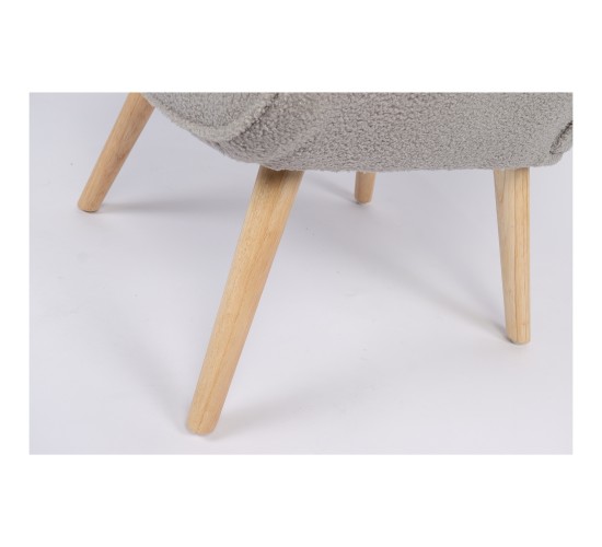 Πολυθρόνα ArteLibre MARION Γκρι Ύφασμα Μπουκλέ/Ξύλο 73x69x96cm