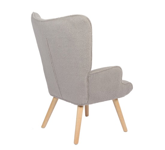 Πολυθρόνα ArteLibre MARION Γκρι Ύφασμα Μπουκλέ/Ξύλο 73x69x96cm