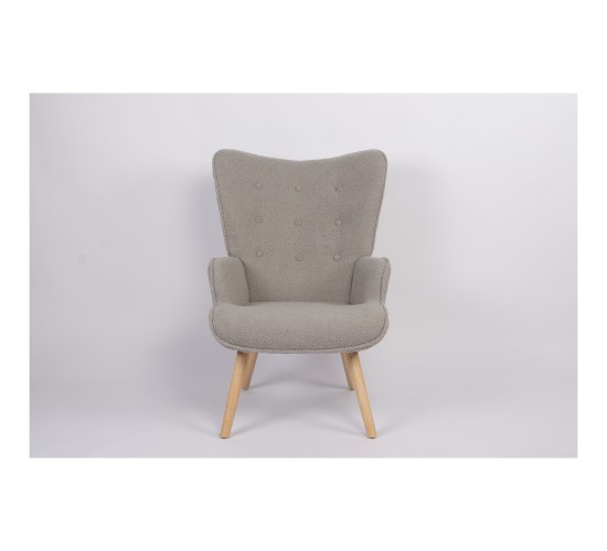 Πολυθρόνα ArteLibre MARION Γκρι Ύφασμα Μπουκλέ/Ξύλο 73x69x96cm