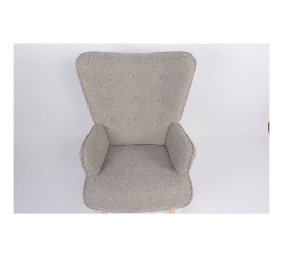 Πολυθρόνα ArteLibre MARION Γκρι Ύφασμα Μπουκλέ/Ξύλο 73x69x96cm