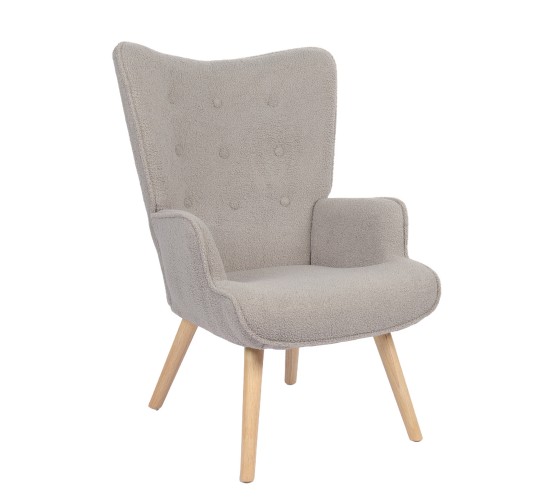 Πολυθρόνα ArteLibre MARION Γκρι Ύφασμα Μπουκλέ/Ξύλο 73x69x96cm