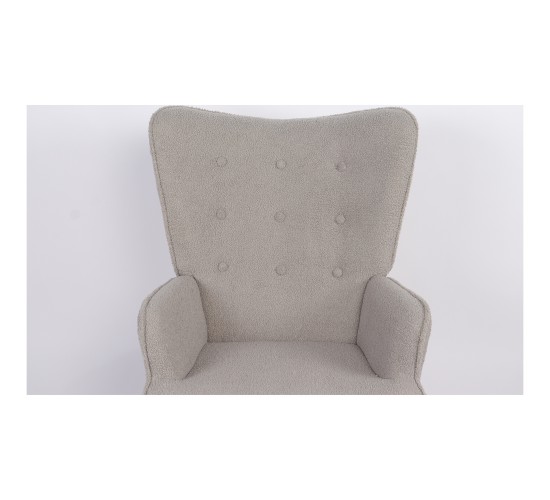 Πολυθρόνα ArteLibre MARION Γκρι Ύφασμα Μπουκλέ/Ξύλο 73x69x96cm