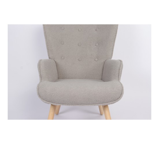 Πολυθρόνα ArteLibre MARION Γκρι Ύφασμα Μπουκλέ/Ξύλο 73x69x96cm