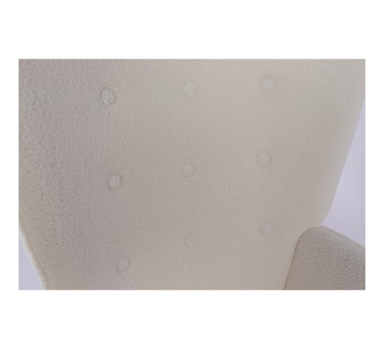 Πολυθρόνα ArteLibre MARION Λευκό Ύφασμα Μπουκλέ/Ξύλο 73x69x96cm