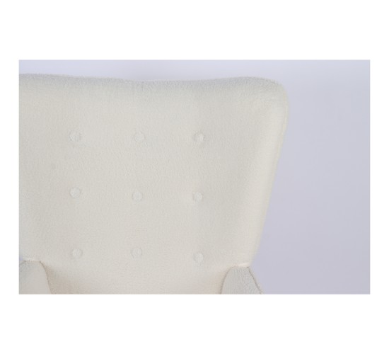 Πολυθρόνα ArteLibre MARION Λευκό Ύφασμα Μπουκλέ/Ξύλο 73x69x96cm