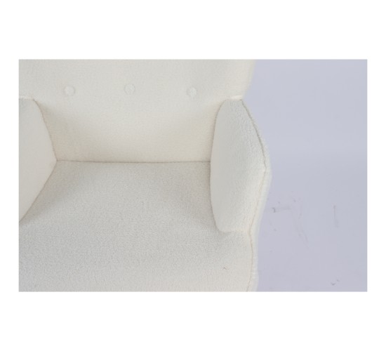 Πολυθρόνα ArteLibre MARION Λευκό Ύφασμα Μπουκλέ/Ξύλο 73x69x96cm