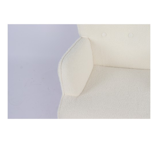 Πολυθρόνα ArteLibre MARION Λευκό Ύφασμα Μπουκλέ/Ξύλο 73x69x96cm