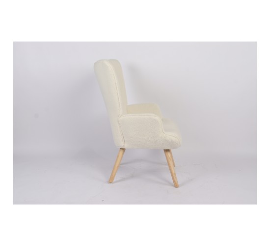 Πολυθρόνα ArteLibre MARION Λευκό Ύφασμα Μπουκλέ/Ξύλο 73x69x96cm