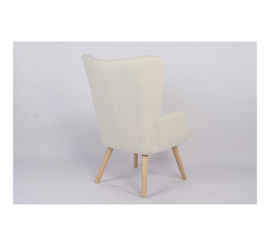 Πολυθρόνα ArteLibre MARION Λευκό Ύφασμα Μπουκλέ/Ξύλο 73x69x96cm