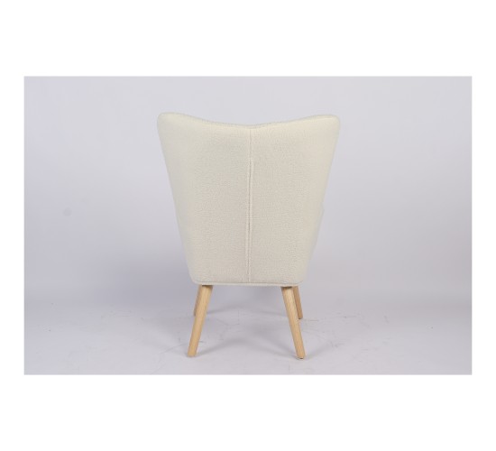 Πολυθρόνα ArteLibre MARION Λευκό Ύφασμα Μπουκλέ/Ξύλο 73x69x96cm