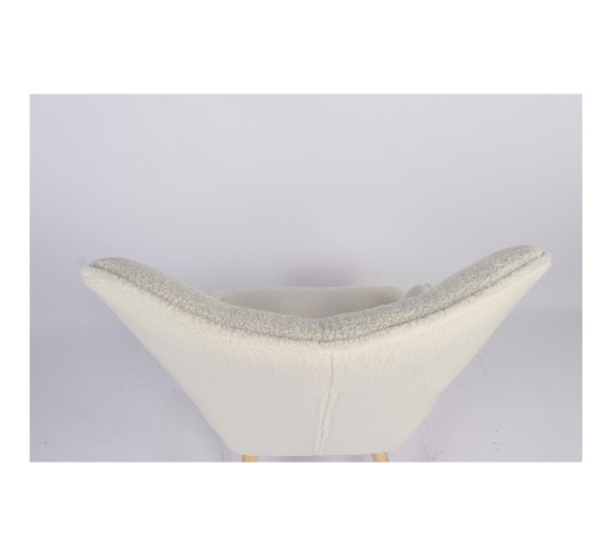 Πολυθρόνα ArteLibre MARION Λευκό Ύφασμα Μπουκλέ/Ξύλο 73x69x96cm