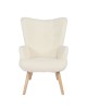 Πολυθρόνα ArteLibre MARION Λευκό Ύφασμα Μπουκλέ/Ξύλο 73x69x96cm