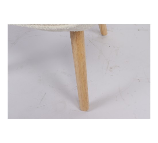 Πολυθρόνα ArteLibre MARION Λευκό Ύφασμα Μπουκλέ/Ξύλο 73x69x96cm