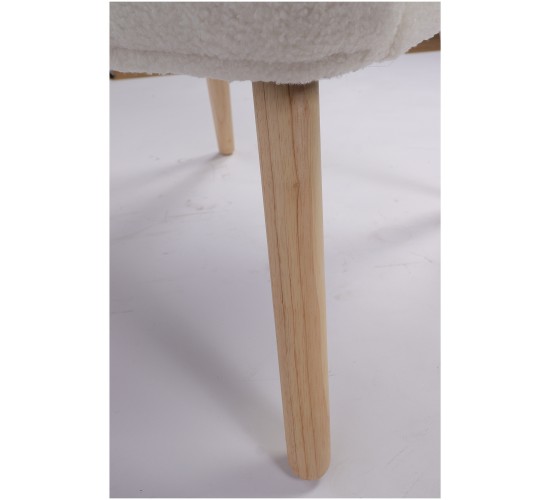 Πολυθρόνα ArteLibre MARION Λευκό Ύφασμα Μπουκλέ/Ξύλο 73x69x96cm